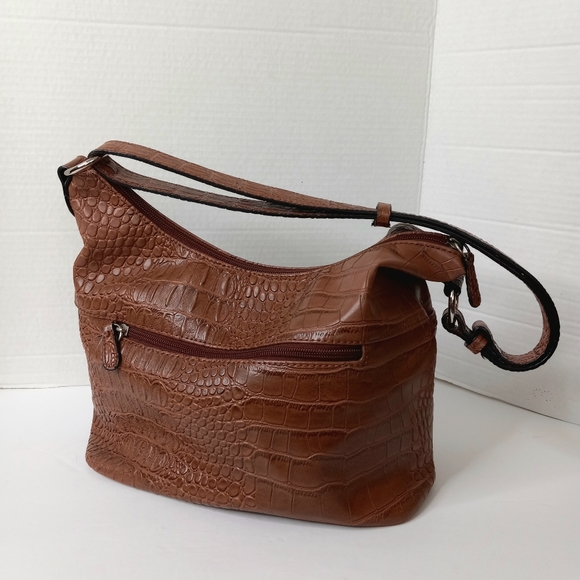 Giani Bernina brown faux alligator satchel/shoulder bag - Picture 2 of 14
